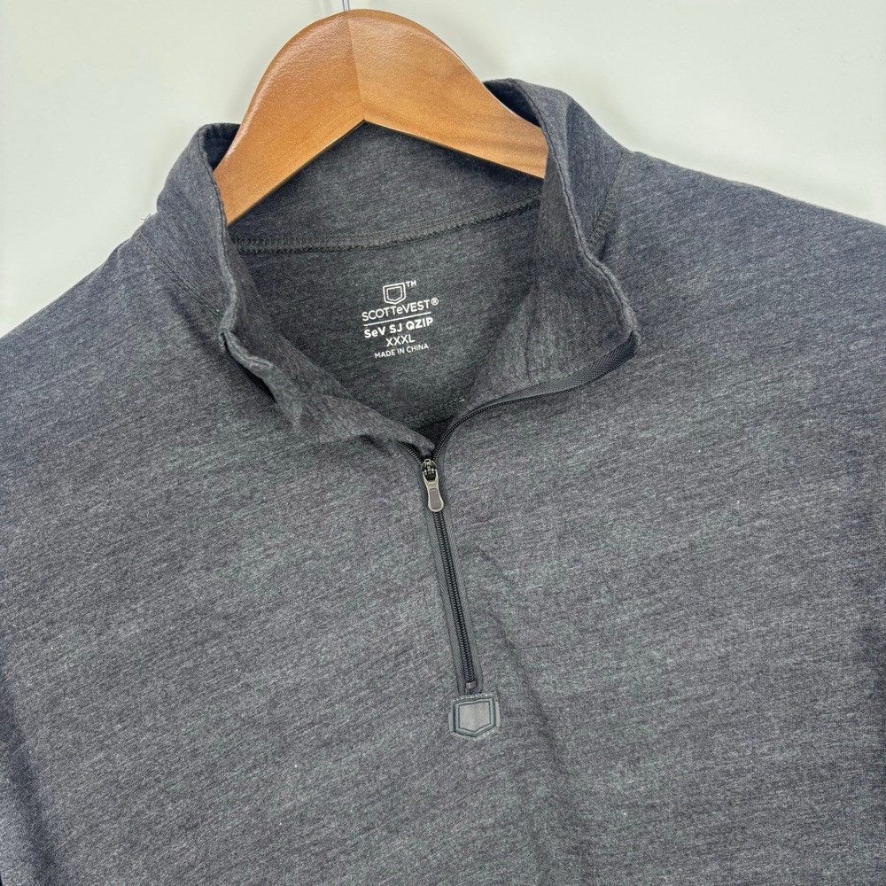 SCOTTEVEST SeV SJ QZIP 1/4 Zip Pullover Men XXXL Grey Travel Hidden Pocket *FLAW